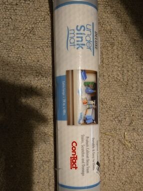 Con-Tact Deluxe Under Sink Mat - White with Light Blue Accents